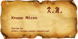 Knopp Mózes névjegykártya